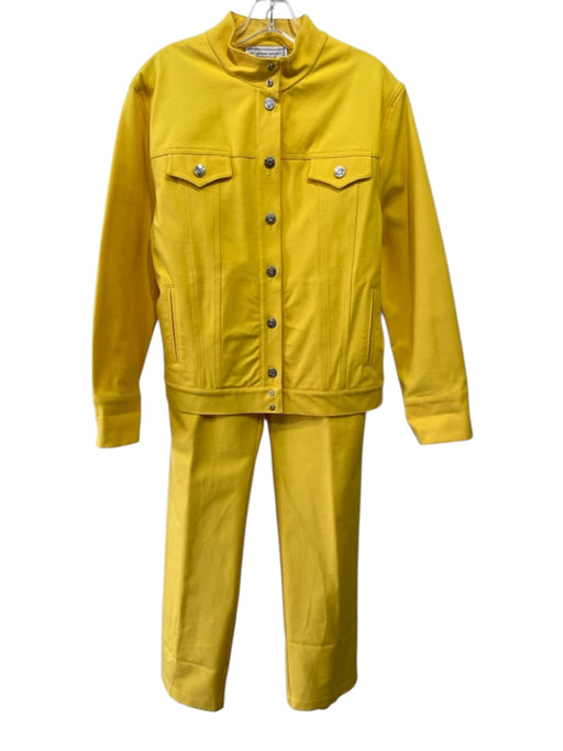 St John Sport Essentials Size L Bright Yellow Cotton Blend Button Front Pants Bright Yellow / L