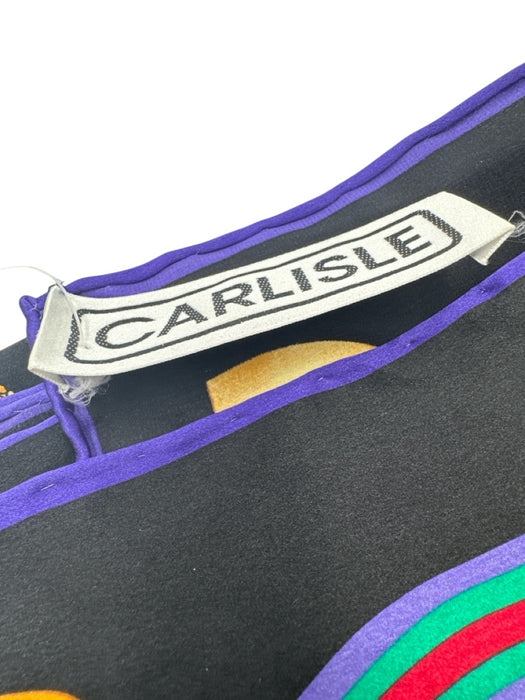 Carlisle Black, Purple & Multi Silk Medal Print Badges Square Satin scarf Black, Purple & Multi / One Size