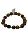 Brown Green & Gold Tone Precious Stone Faceted Beaded Elastic Bracelet Brown Green & Gold Tone