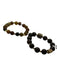Brown Green & Gold Tone Precious Stone Faceted Beaded Elastic Bracelet Brown Green & Gold Tone