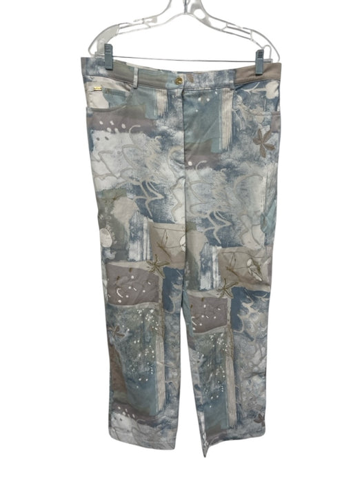 St. John Sport Size L/14 Blue, Gray, & multi Cotton & Spandex Zip Up Pant Set Blue, Gray, & multi / L/14