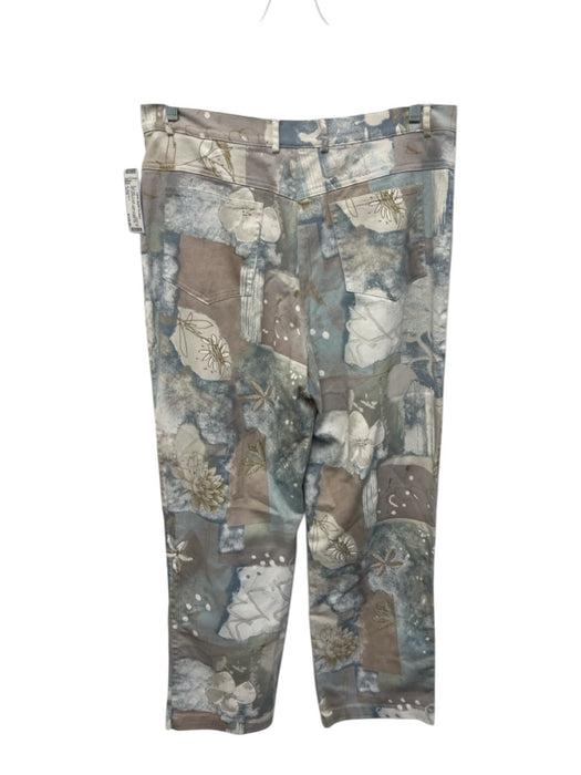 St. John Sport Size L/14 Blue, Gray, & multi Cotton & Spandex Zip Up Pant Set Blue, Gray, & multi / L/14