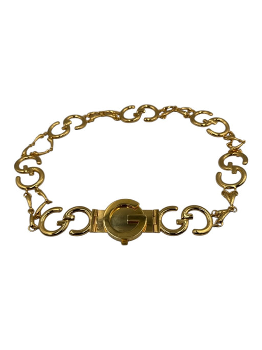 Gucci Gold Tone Metal Push Clasp Double G Chain Belts Gold Tone / 75 cm