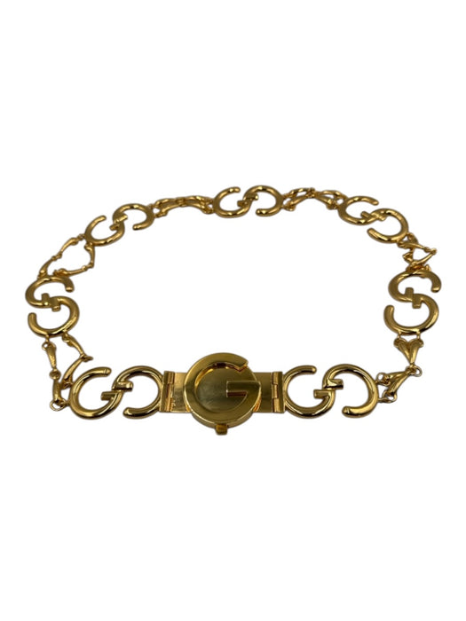 Gucci Gold Tone Metal Push Clasp Double G Chain Belts Gold Tone / 75 cm