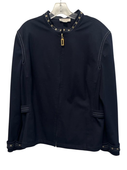 St. John Sport Size XL navy & gold Cotton Zip Up Long Sleeve Jacket navy & gold / XL