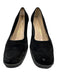 Salvatore Ferragamo Shoe Size 9.5 Black Leather Wedge Suede Square Toe Pumps Black / 9.5