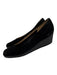 Salvatore Ferragamo Shoe Size 9.5 Black Leather Wedge Suede Square Toe Pumps Black / 9.5