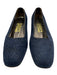 Salvatore Ferragamo Shoe Size 9.5 Navy & Black Leather Stacked Heel Suede Pumps Navy & Black / 9.5