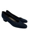 Salvatore Ferragamo Shoe Size 9.5 Navy & Black Leather Stacked Heel Suede Pumps Navy & Black / 9.5