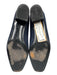 Salvatore Ferragamo Shoe Size 9.5 Navy & Black Leather Stacked Heel Suede Pumps Navy & Black / 9.5