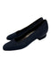 Salvatore Ferragamo Shoe Size 9.5 Navy & Black Leather Stacked Heel Suede Pumps Navy & Black / 9.5