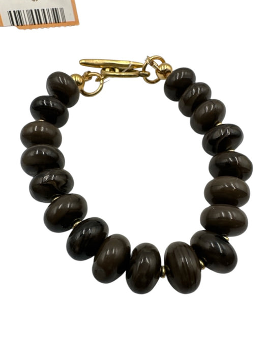 Dark Gray & Gold Gemstone Smokey Quartz Beaded Toggle Closure Bracelet Dark Gray & Gold