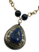 Blue, Silver & Gold Lapis Lazuli Bead Tear Drop Gold Chain Detail Necklace Blue, Silver & Gold