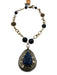 Blue, Silver & Gold Lapis Lazuli Bead Tear Drop Gold Chain Detail Necklace Blue, Silver & Gold
