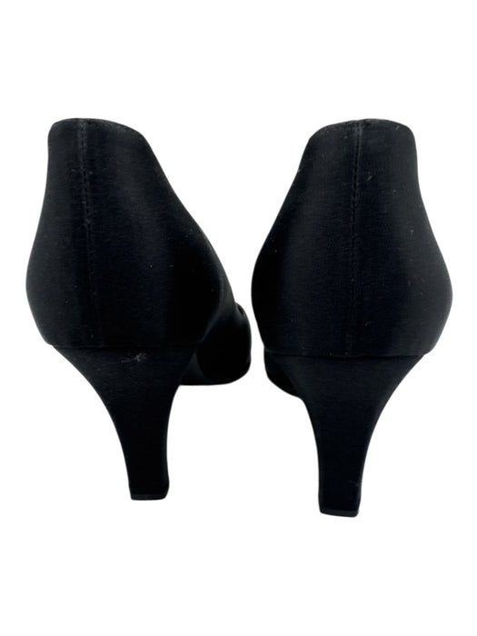 Salvatore Ferragamo Shoe Size 8.5 Black Satin Upper Mid Heel Pumps Black / 8.5