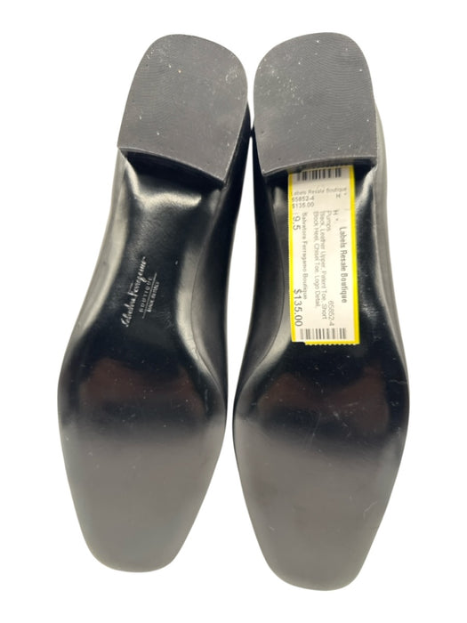 Salvatore Ferragamo Boutique Shoe Size 9.5 Black Leather Upper Patent Toe Pumps Black / 9.5