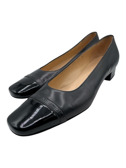 Salvatore Ferragamo Boutique Shoe Size 9.5 Black Leather Upper Patent Toe Pumps Black / 9.5