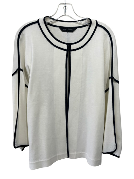 Ming wang Size Est S White No Fabric Tag Contrast Trim Hook Closure Cardigan White / Est S