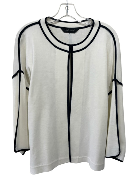 Ming wang Size Est S White No Fabric Tag Contrast Trim Hook Closure Cardigan White / Est S