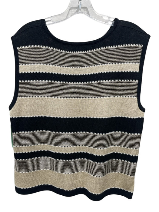St John Sport Size XL Black & Gold Rayon Blend Sleeveless Striped Top Black & Gold / XL