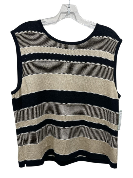 St John Sport Size XL Black & Gold Rayon Blend Sleeveless Striped Top Black & Gold / XL