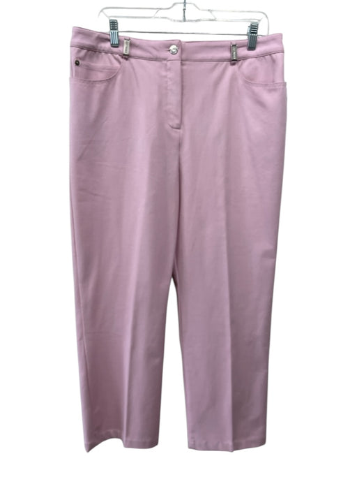 St John Sport Essentials Size 14 Pink Cotton Blend Zip & Button Pockets Pants Pink / 14