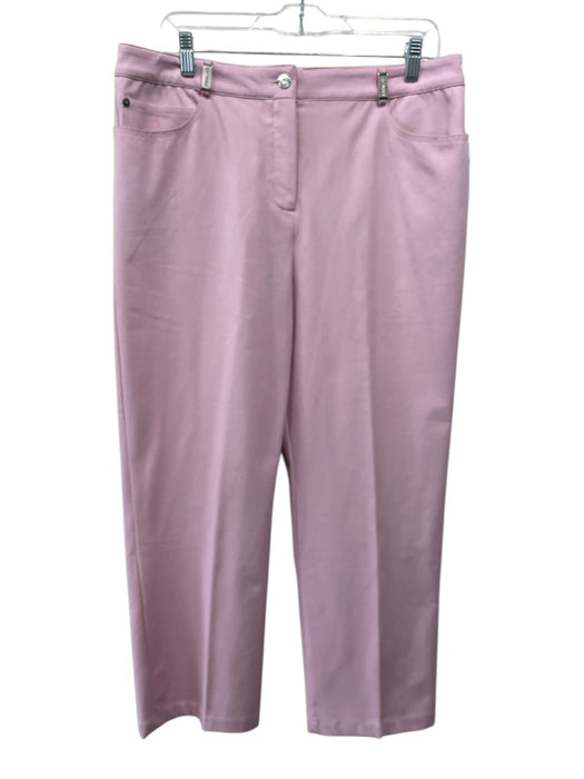 St John Sport Essentials Size 14 Pink Cotton Blend Zip & Button Pockets Pants Pink / 14
