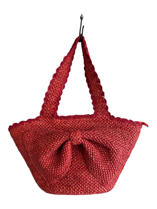 Kate Spade x Target Tomato Red Raffia Top Zipper Bow Detail Double Handle Bag Tomato Red / Large