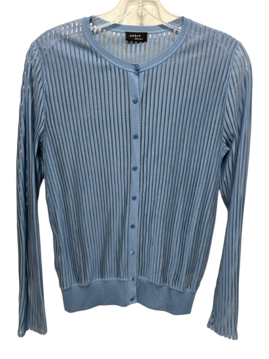 Akris Punto Size 8 Light Blue Mulberry Silk Blend Long Sleeve Ribbed Sweater Set Light Blue / 8