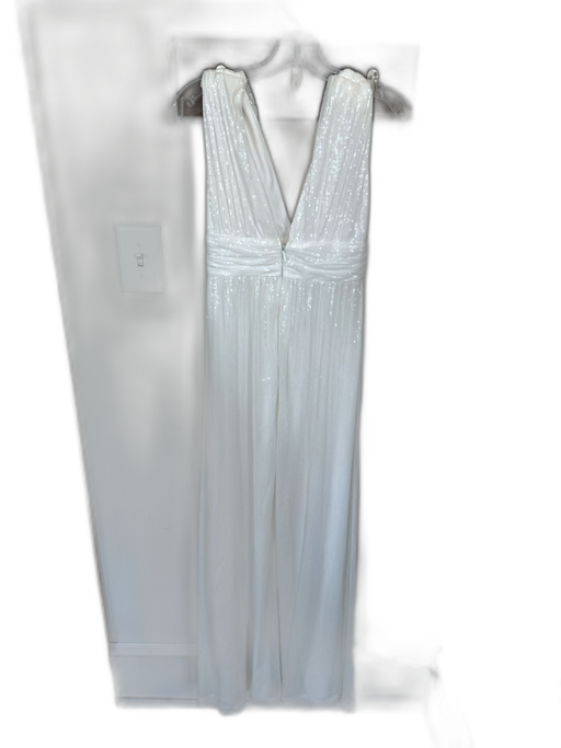 Lulus Size XS White Sequin Sleeveless Back Zip Empire Waist Gown White / XS