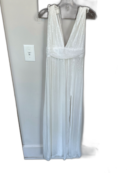 Lulus Size XS White Sequin Sleeveless Back Zip Empire Waist Gown White / XS