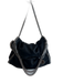 Stella McCartney Black Vegan Leather Silver Hardware Whipstitch Bag Black