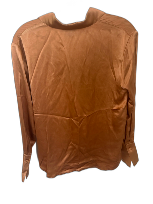 Catherine Gee Size XS Burnt Orange Silk Satin Long Sleeve V Neck Top Burnt Orange / XS