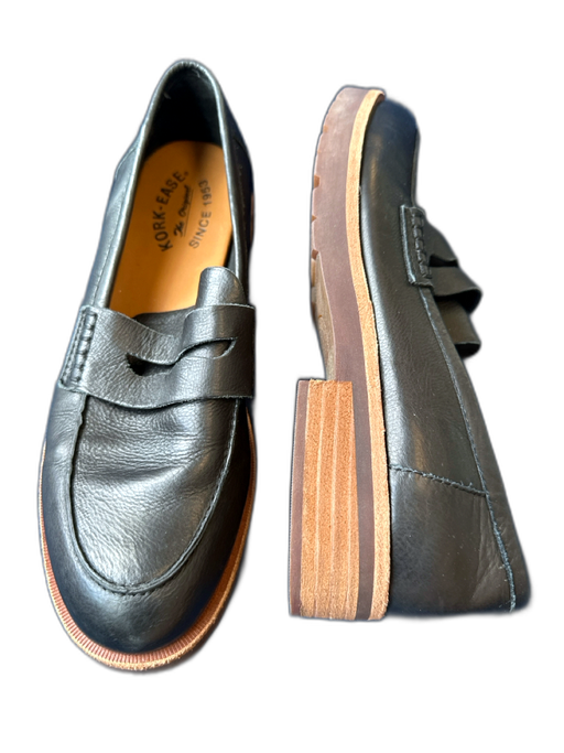 Kork-Ease Shoe Size 7.5 Black Leather Penny Loafer small heel Loafers Black / 7.5