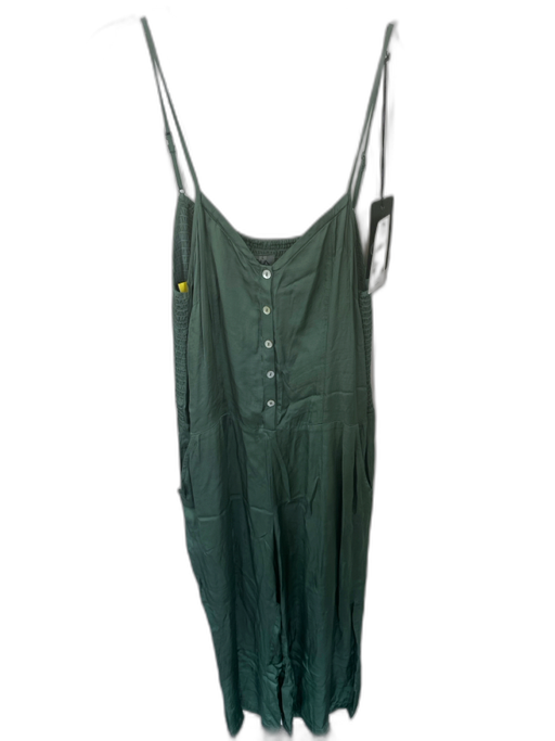 Chaser Size L Green Viscose & Rayon Satin Spaghetti Strap Pockets Jumpsuit Green / L