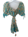 Anna Cate Size XS Teal & Coral Cotton Puff Sleeves Abstract Mini Dress Teal & Coral / XS