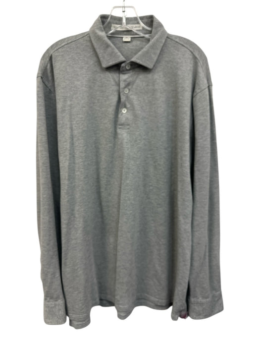 Holderness & Bourne Size XL Gray Synthetic Solid Athletic Polo Long Sleeve Shirt Gray / XL