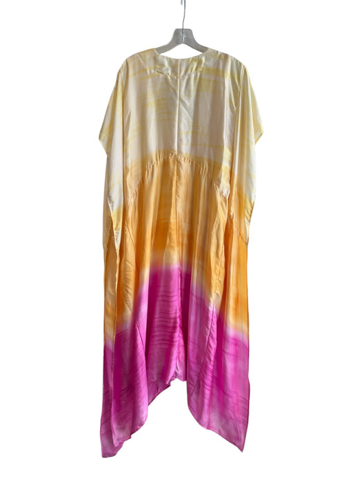 Buddy Love Size Medium Yellow & Pink Polyester V Neck Tye Dye Tie in Front Dress Yellow & Pink / Medium
