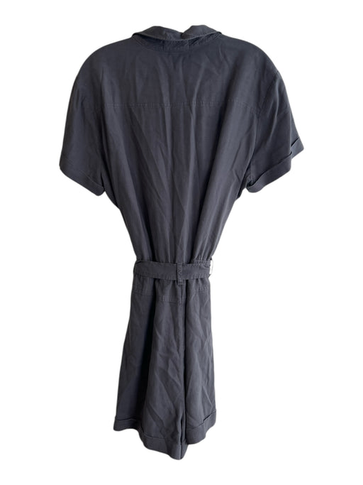 Cloth & Stone Size XL Dark Gray Tencel Button Down Belted Short Sleeve Romper Dark Gray / XL