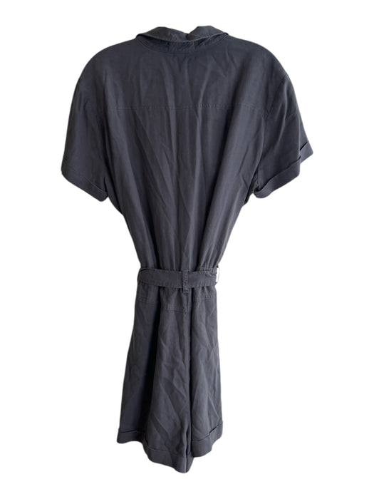 Cloth & Stone Size XL Dark Gray Tencel Button Down Belted Short Sleeve Romper Dark Gray / XL