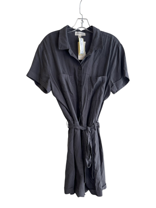 Cloth & Stone Size XL Dark Gray Tencel Button Down Belted Short Sleeve Romper Dark Gray / XL