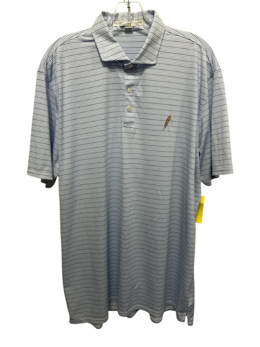 Holderness & Bourne Size XL Light Blue & White Synthetic Striped Short Sleeve Light Blue & White / XL