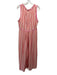 By Anthropologie Size XL Pink, orange & cream Rayon Striped Ruffle Trim Jumpsuit Pink, orange & cream / XL
