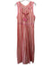 By Anthropologie Size XL Pink, orange & cream Rayon Striped Ruffle Trim Jumpsuit Pink, orange & cream / XL