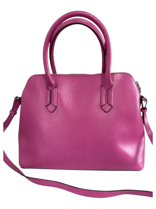 Lauren Ralph Lauren Pink Saffiano Leather Zip Top Multiple Straps Bag Pink