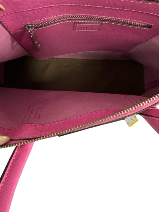 Lauren Ralph Lauren Pink Saffiano Leather Zip Top Multiple Straps Bag Pink