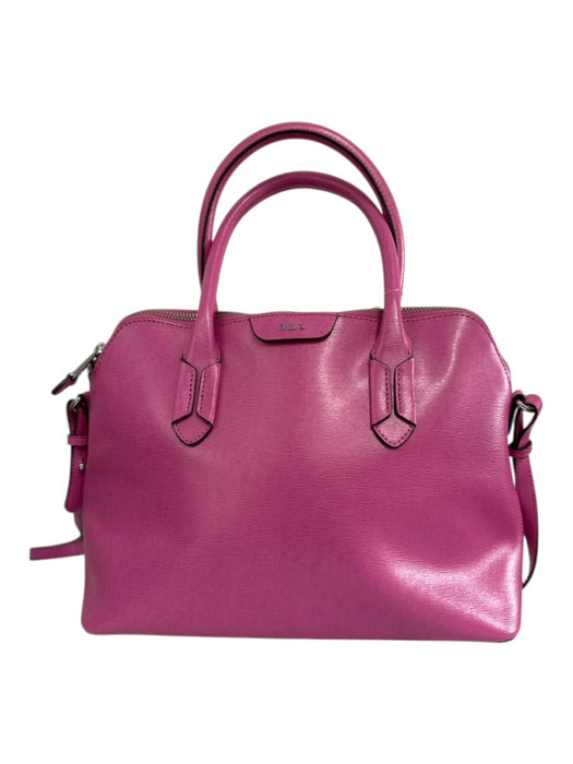 Lauren Ralph Lauren Pink Saffiano Leather Zip Top Multiple Straps Bag Pink