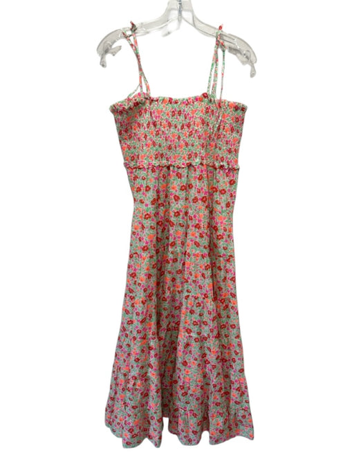 J. Crew Size L Multi Cotton Tie Shoulder Floral Smocked Bodice Maxi Dress Multi / L