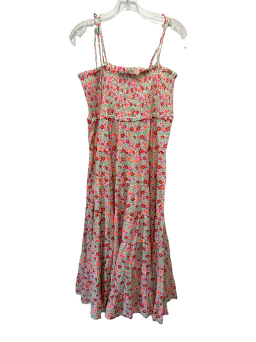 J. Crew Size L Multi Cotton Tie Shoulder Floral Smocked Bodice Maxi Dress Multi / L