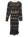 Cleobella Size L Black & Brown Cotton Printed Long Sleeve Maxi Tie Belt Dress Black & Brown / L